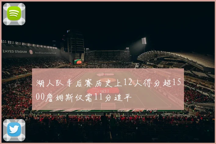 湖人队季后赛历史上12人得分超1500詹姆斯仅需11分追平